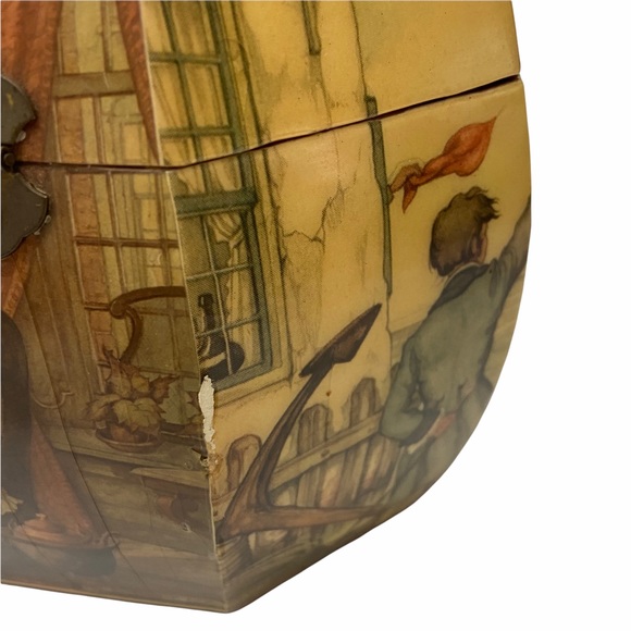 Vintage 1970s Anton Pieck Street Scene Decoupage Wood Box Lucite Purse Handbag - Picture 10 of 13